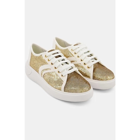 Geox Gold Sequin Tennis Shoes - Picture 1 of 6